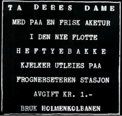 Holmenkollbanen inviterer til aketur. Foto: Oslo Museum