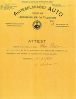 Kjørelærerattest av 1919 fra Oslo by