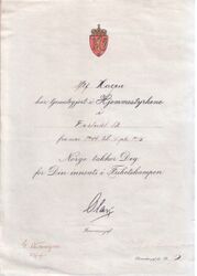 Alf Hagens diplom med Kongens takk for innsats i Hjemmestyrkene.