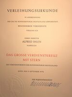 Alf Ihlen tildeles tysk fortjenstorden med stjerne 1970.