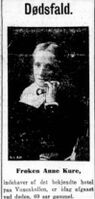 Utsnitt fra nekrolog over Anne Kure, Aftenposten 13. juni 1914.