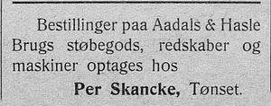 Annonse 2 fra Per Skancke i Østerdølen 22.07. 1904.jpg