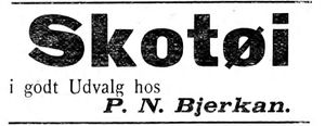 Annonse IV fra P. N. Bjerkan i Indtrøndelagen 31.8. 1900.jpg