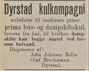 Annonse for Dyrstad kulkompagni i Harstad Tidende 22.01.1902.jpg