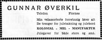 15. Annonse for Gunnar Øverkil i Arbeideravisen 1938.jpg
