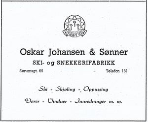 Annonse for Oskar Johansen & Sønner. Ski- og snekkerifabrikk (Lillestrøm).jpg