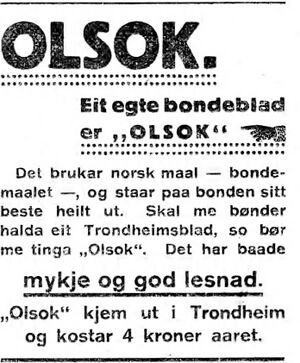 Annonse for bladet OLSOK i Indhereds-Posten 9.11.1917.jpg