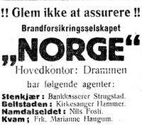 246. Annonse for forsikringsselskapet NORGE i Indhereds-Posten 9.11.1917.jpg