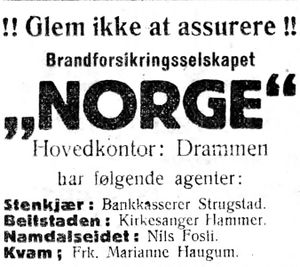 Annonse for forsikringsselskapet NORGE i Indhereds-Posten 9.11.1917.jpg