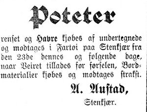 Annonse fra A. Austad i Stenkjær Avis 15.2. 1899.jpg