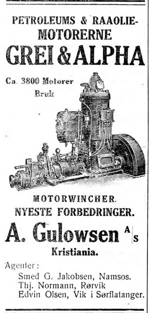Annonse fra A. Gulowsen i Nordtrønderen 10.6. 1914.jpg