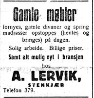352. Annonse fra A. Lervik i Inntrøndelagen 20.1. 1926.jpg