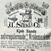 Annonse for vrimaskiner m.m. fra 1892.