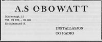 194. Annonse fra AS Obowatt i Norsk Militært Tidsskrift nr. 11 1960.jpg