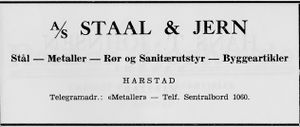 Annonse fra AS Staal & Jern i Norsk Militært Tidsskrift nr. 11 1960.jpg