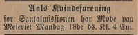 292. Annonse fra Aals Kvindeforening for Santalmisjonen i Lillehammer Tilskuer 15.01.1909.jpg
