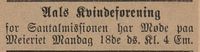 270. Annonse fra Aals Kvindeforening for Santalmisjonen i Lillehammer Tilskuer 15.01.1909.jpg