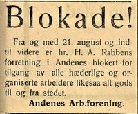 31. Annonse fra Andenes Arb.forening i Folkeviljen 1.10. 1919.jpg