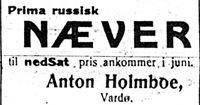 7. Annonse fra Anton Holmboe i Harstad Tidende 26. juni 1913.jpg