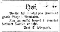 7. Annonse fra Arnt T. Ødegaard i Nordtrønderen 10.6. 1914.jpg