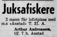 16. Annonse fra Arthur Andreassen i Harstad Tidende 23.01. 1958.jpg