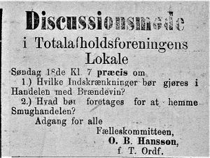 Annonse fra Avholsdrørslas felleskomite i Tromsø i Tromsøposten 17.03. 1888.jpg