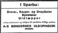 326. Annonse fra Bøndernes Ullspinderi i Nord-Trøndelag og Nordenfjeldsk Tidende 2. november 1922.jpg