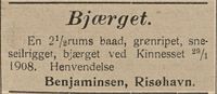 33. Annonse fra Benjaminsen, Risøyhavn i Haalogaland 15.02. 1908.jpg