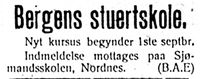 401. Annonse fra Bergens stuertskole i Harstad Tidende 31. juli 1913.jpg