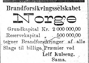 Annonse fra Brannforsikringsseselskapet Norge i Tromsø Amtstidende 4. januar 1900.jpg