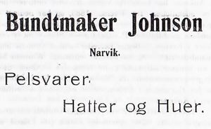 Annonse fra Bundtmaker Johnsen i Narvikboka 1912.jpg