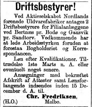 Annonse fra Chr. Frederiksen i Aftenposten 11.11. 1898.jpg
