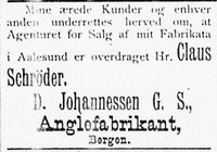 294. Annonse fra D. Johannessen G.S. i Søndmøre Folkeblad 8.1.1892.jpg