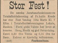Vi ser av annonsen i Smaalenenes Amtstidende at man i Halden allerede den 9. mars 1893 hadde etablert en avdeling av foreningen som tillyste fest.