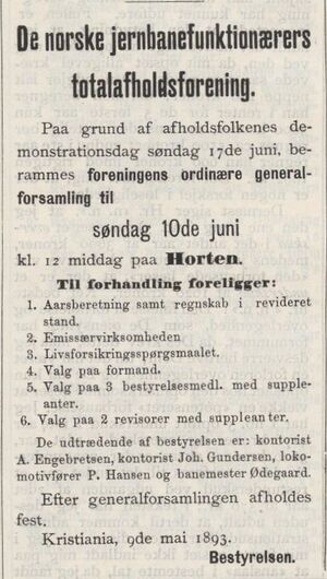 Annonse fra De norske Jernbanefunktionærers Totalafholdsforening i Jernbaneavisen 15.05.1894.jpg