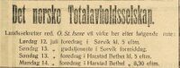 Landssekretær og redaktør i Menneskevennen, Ole Steffensen Isene deltok på Trondenes fylke av D.N.T.s fylkesmøte i Sørvika/Fauskevåg 12. og 13. juli 1919. Annonse i Folkeviljen 7. juli 1919.