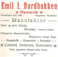 13. Annonse fra Emil I. Nordbakken under Harstadutstillingen 1911.jpg