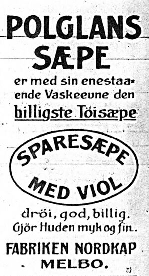 Annonse fra Fabrikken Nordkap, Melbo i Harstad Tidende 7. juli 1913.jpg