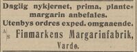 Annonse i Øst-Finmarkens Folkeblad 13. april 1920.