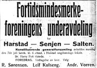 47. Annonse fra Fortidsminnesmerkeforeningen i Harstad Tidende 3. juli 1913.jpg