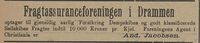 217. Annonse fra Fragtassiranceforeningen i Drammen i Kysten 18.01.1905.jpg