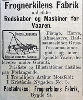 Annonse fra Frognerkilens Fabrik i Menneskevennen 21. mars 1891