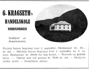 Annonse fra G. Kragseths handelskole i Florø og litt fra Sunnfjord.jpg