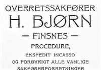 16. Annonse fra H. Bjørn under Harstadutstillingen 1911.jpg
