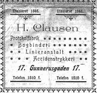 25. Annonse fra H. Clausen, Kristiania i Tidsskriftet Samvirke nr 1-2 1903.jpg