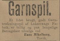 19. Annonse fra Hans Mikelborg i Tromsø Amtstidende 29.11. 1895.jpg
