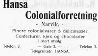 45. Annonse fra Hansa Colonialforretning i Narvikboka 1912.jpg