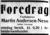 278. Annonse fra Harstad Arbeidersamfund i Folkeviljen mandag 21. august 1922.jpg