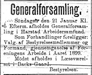 Annonse fra Harstad Arbeidersamfund i Tromsø Amtstidende 4. januar 1900.jpg