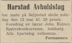 Annonse fra Harstad Avholdslag i Folkeviljen 10.05.1947.jpg